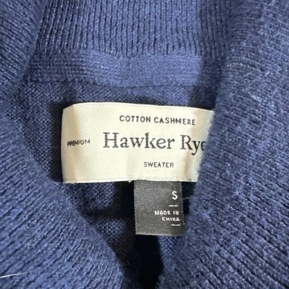 Washable Cashmere‎ Blend Stitch Fix Hawker Rye Blue Long Sleeve Button Neck S